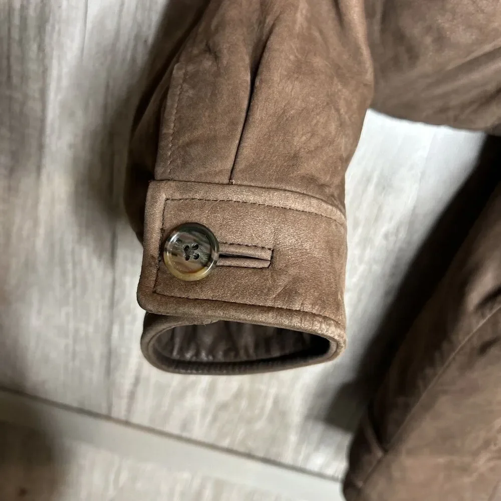Vintage J Crew Leather Jacket 90s Leather Bomber Jacket Oarsman Brown